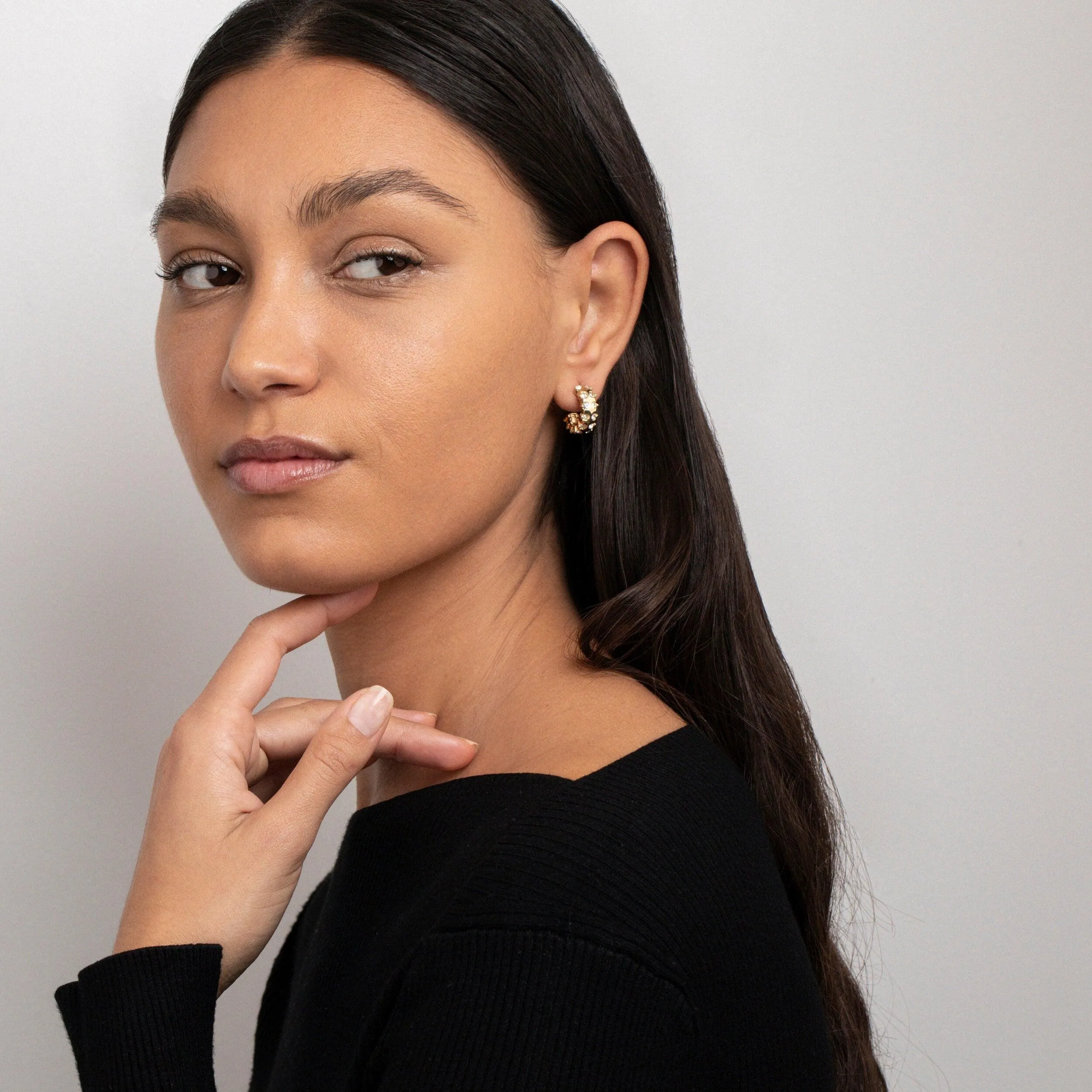 Chunky CZ Diamond Hoop Earrings