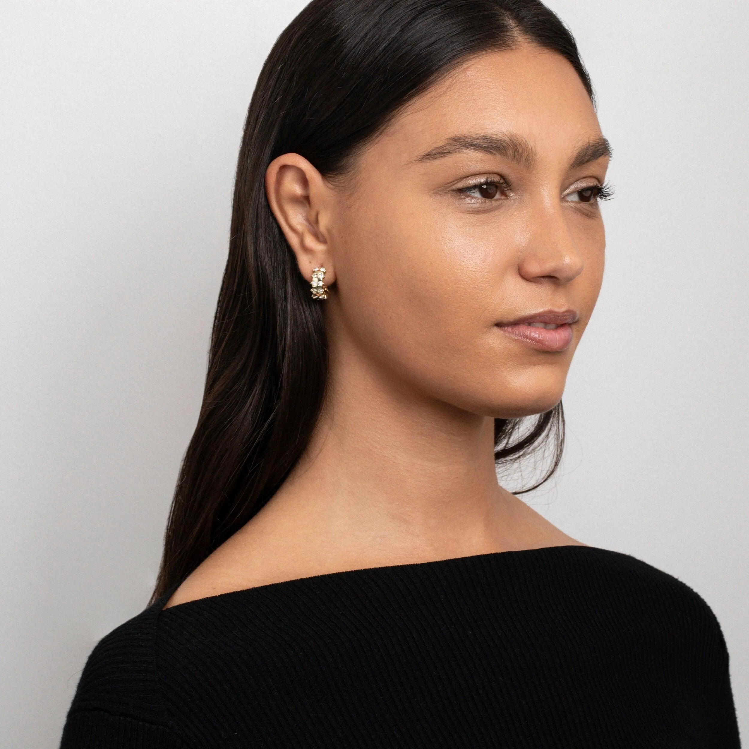 Chunky CZ Diamond Hoop Earrings