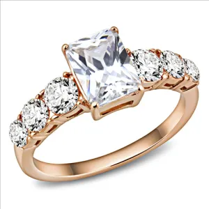 CJE3517 -  Wholesale Women Stainless Steel IP Rose Gold (Ion Plating) AAA Grade CZ Clear Ring