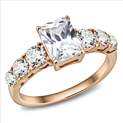 CJE3517 -  Wholesale Women Stainless Steel IP Rose Gold (Ion Plating) AAA Grade CZ Clear Ring