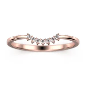 Classic 0.10 Ct Crescent Moissanite Diamond 10K/14K/18K Solid Gold Wedding Band