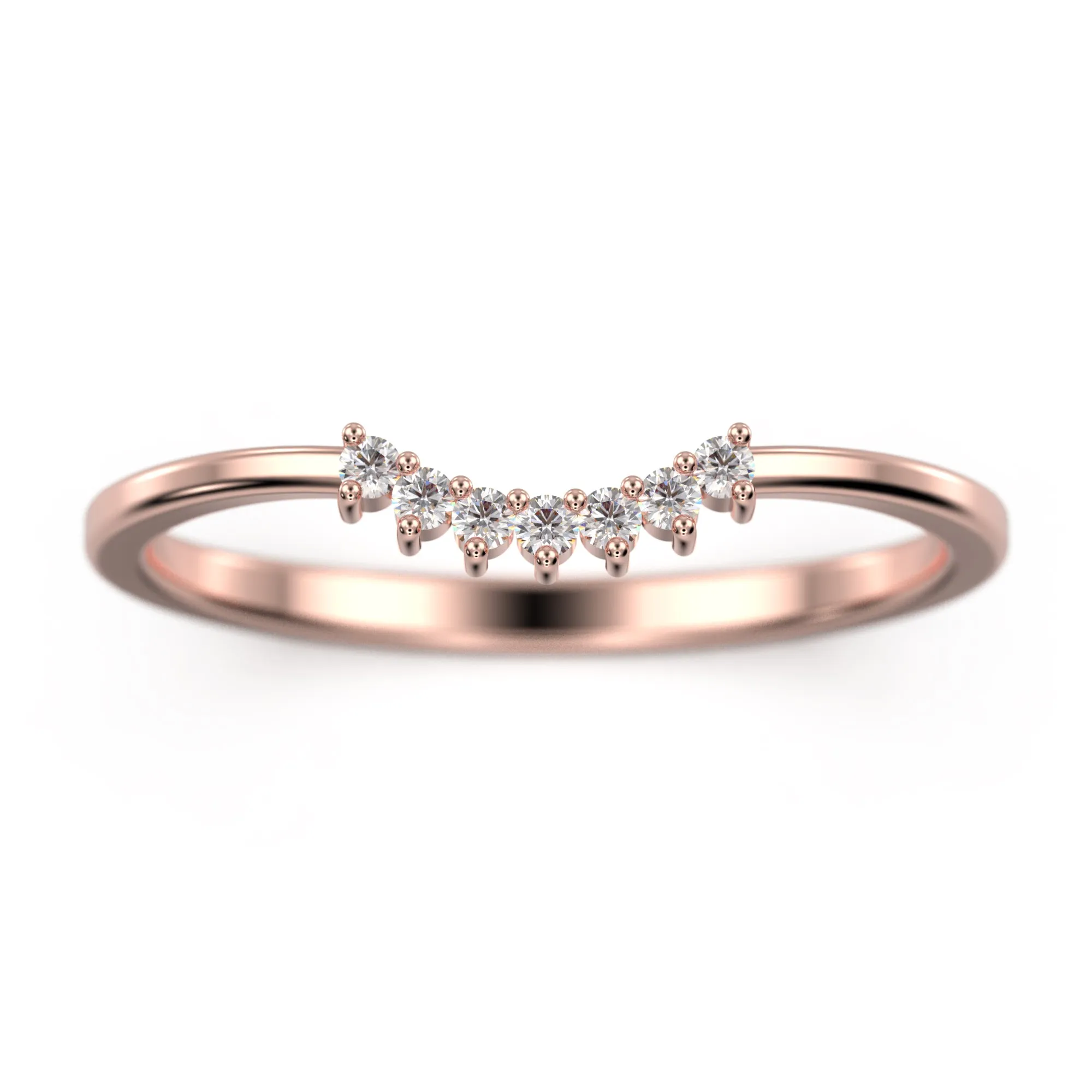 Classic 0.10 Ct Crescent Moissanite Diamond 10K/14K/18K Solid Gold Wedding Band