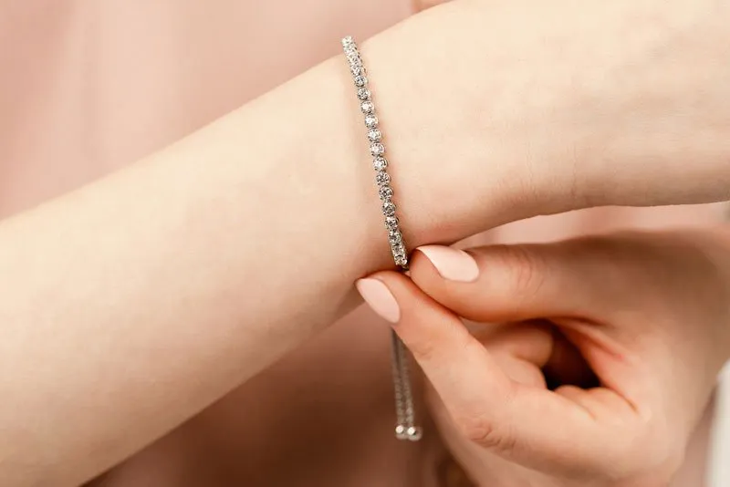 Classic 4 Prong Adjustable Lab-Grown Diamond Bracelet with 1.26 ct.(finished) 2.5mm