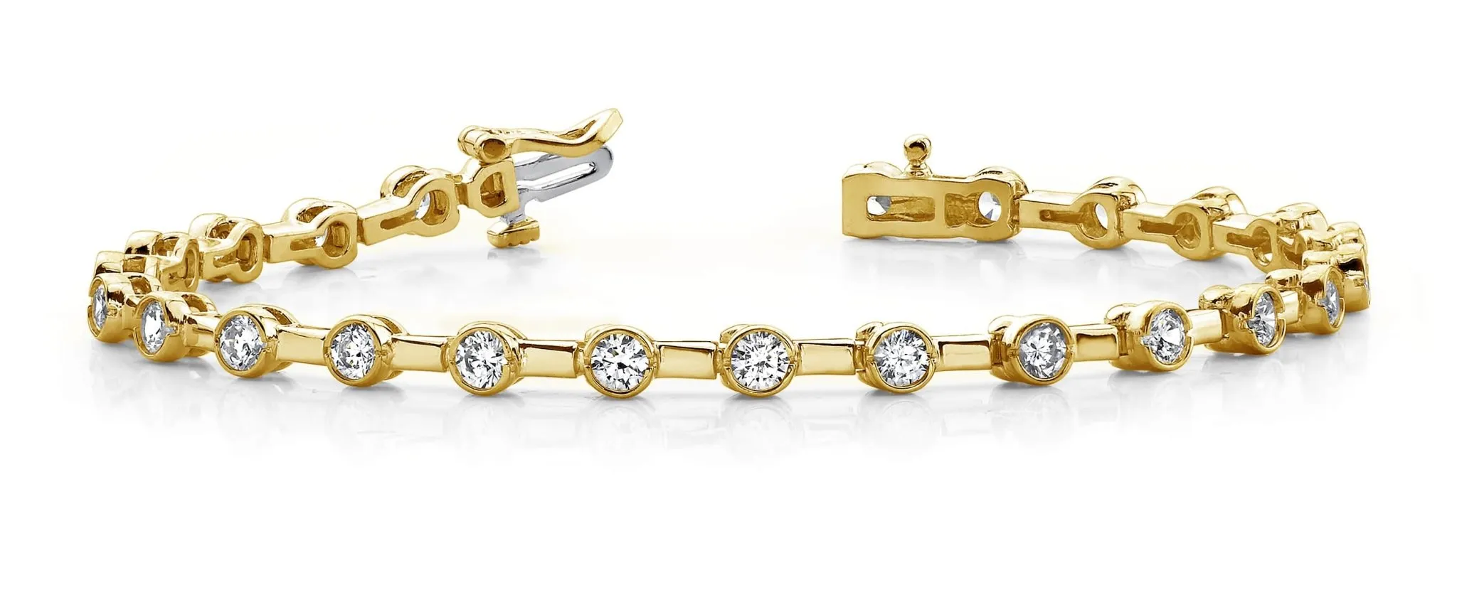 Classic Column Link Bezel Set Lab-Grown Diamond Bracelet with 3.96 ct.(finished) 3.7mm