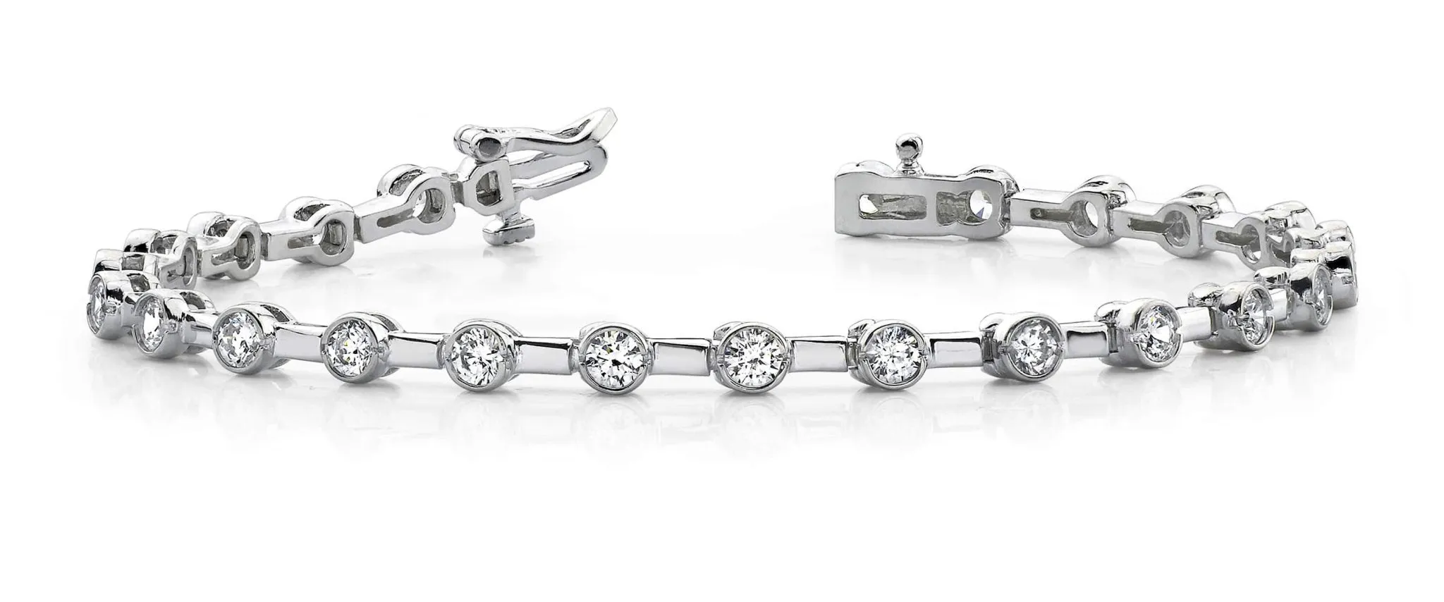 Classic Column Link Bezel Set Lab-Grown Diamond Bracelet with 3.96 ct.(finished) 3.7mm