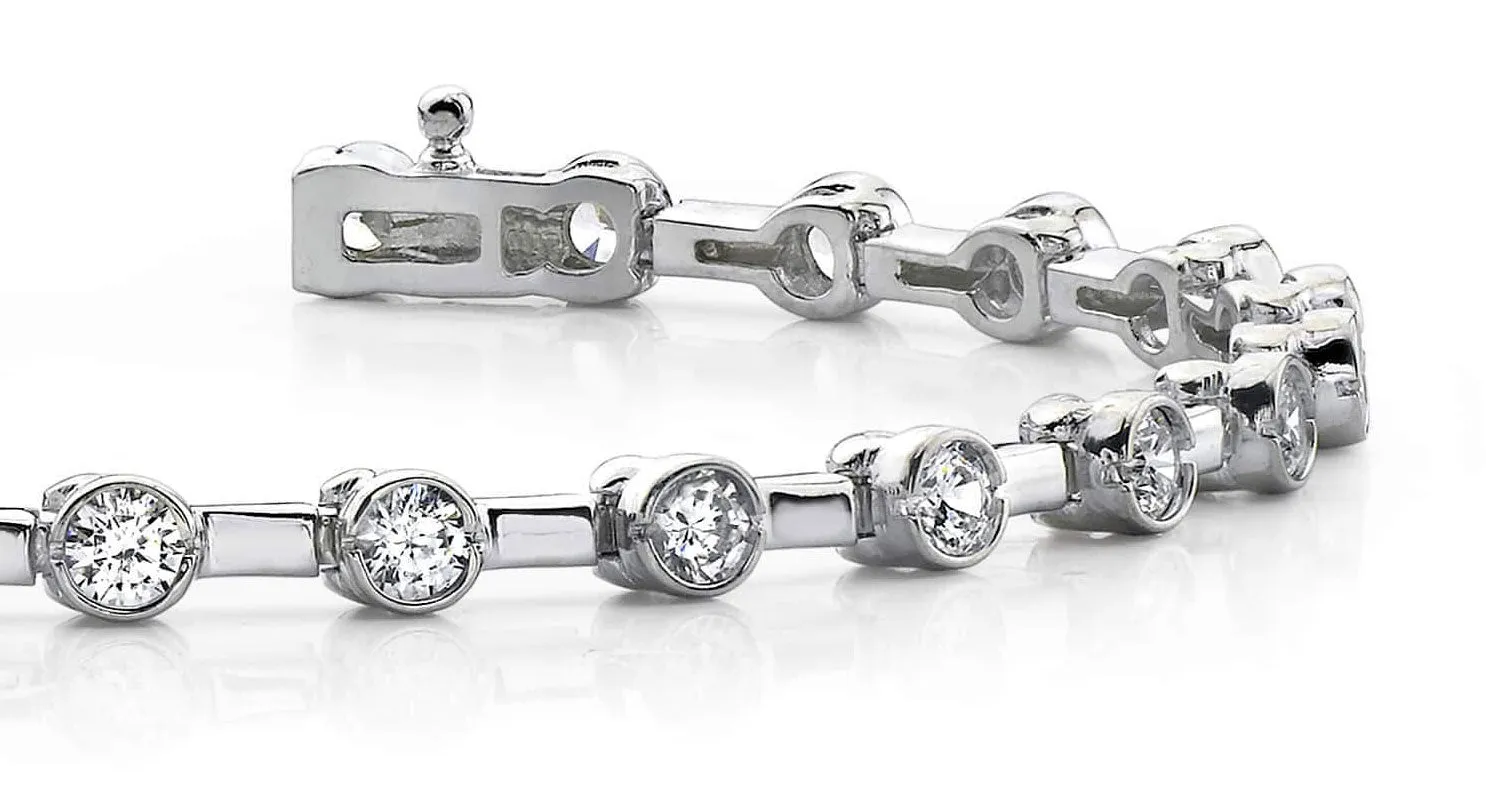 Classic Column Link Bezel Set Lab-Grown Diamond Bracelet with 3.96 ct.(finished) 3.7mm
