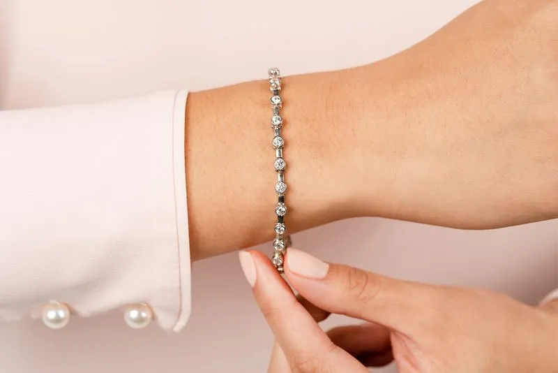 Classic Column Link Bezel Set Lab-Grown Diamond Bracelet with 3.96 ct.(finished) 3.7mm