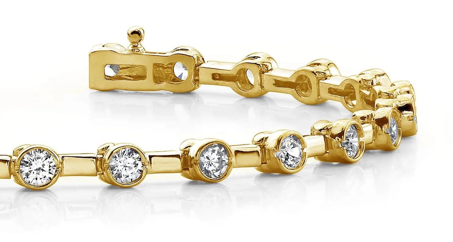 Classic Column Link Bezel Set Lab-Grown Diamond Bracelet with 3.96 ct.(finished) 3.7mm