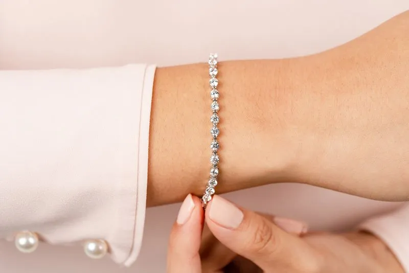 Classic Prong Set Lab-Grown Diamond Tennis Bracelet with 5.95 ct.(finished) 3.6mm
