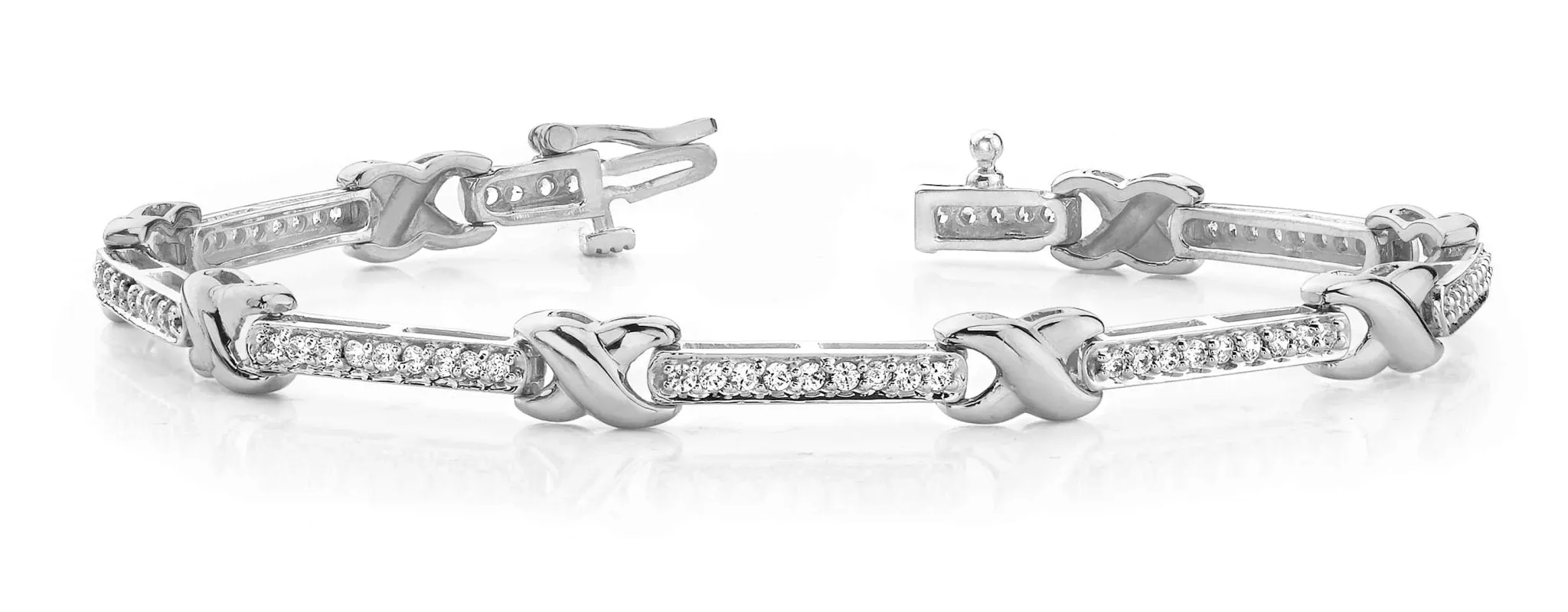 Classic Wavy X And Lab-Grown Diamond Bracelet with 1.44 ct.(finished) 1.5mm