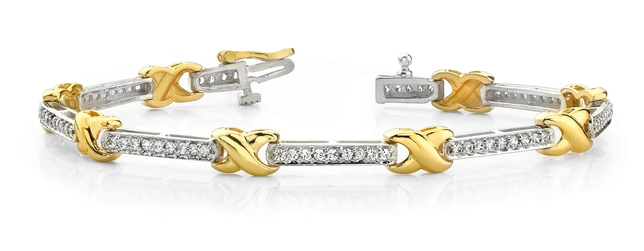 Classic Wavy X And Lab-Grown Diamond Bracelet with 1.44 ct.(finished) 1.5mm