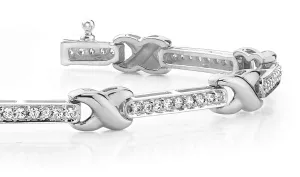 Classic Wavy X And Lab-Grown Diamond Bracelet with 1.44 ct.(finished) 1.5mm