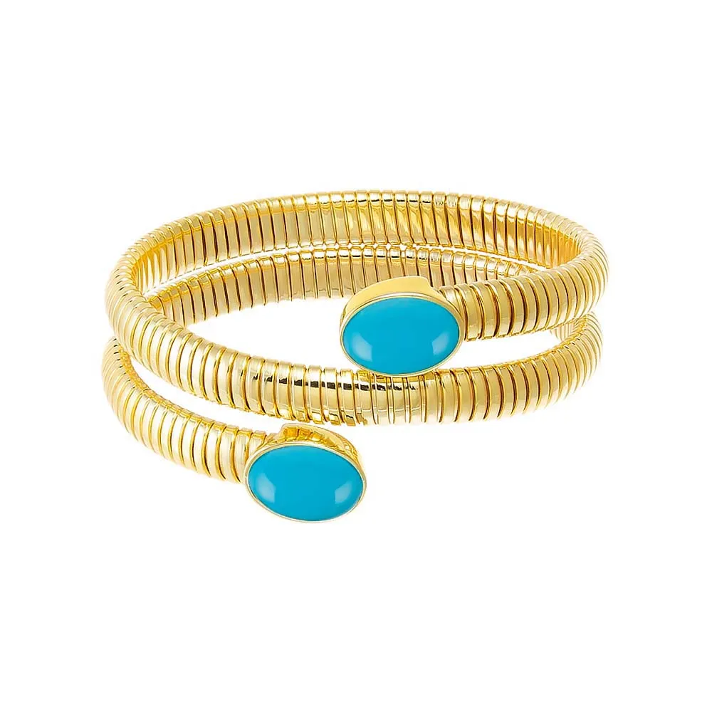 Colored Stone Wrap Snake Bangle Bracelet