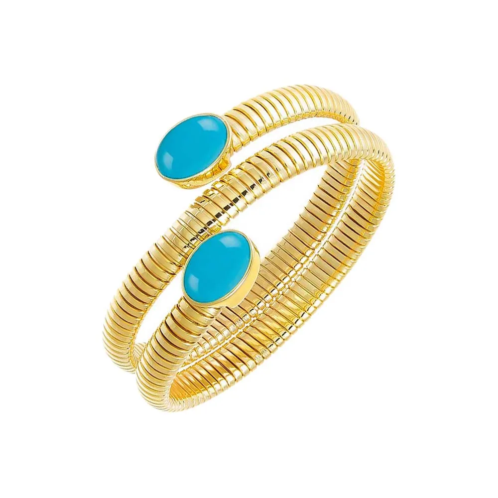 Colored Stone Wrap Snake Bangle Bracelet