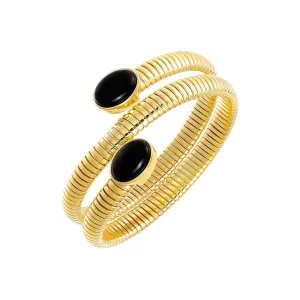 Colored Stone Wrap Snake Bangle Bracelet