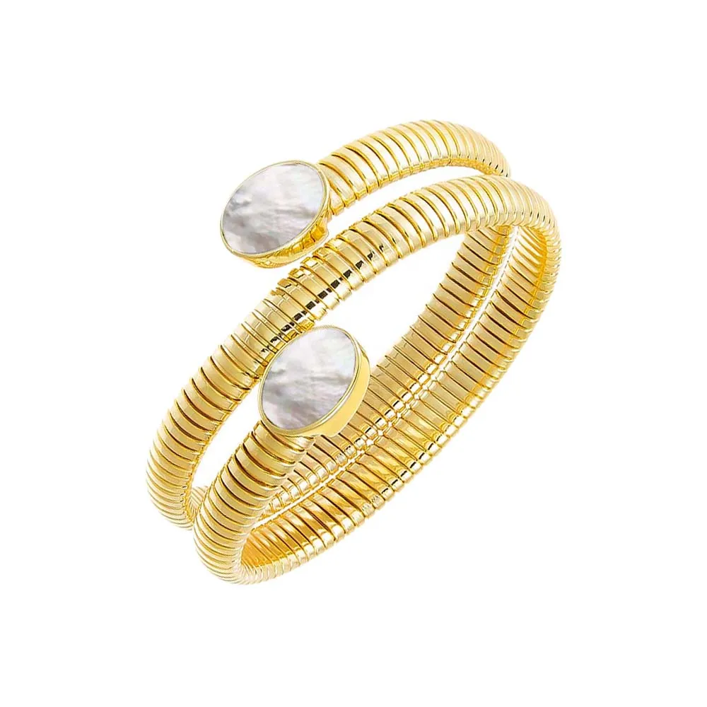 Colored Stone Wrap Snake Bangle Bracelet