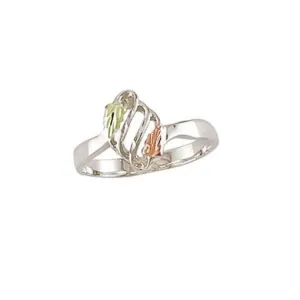 Colorful Leaves IV - Sterling Silver Black Hills Gold Ring