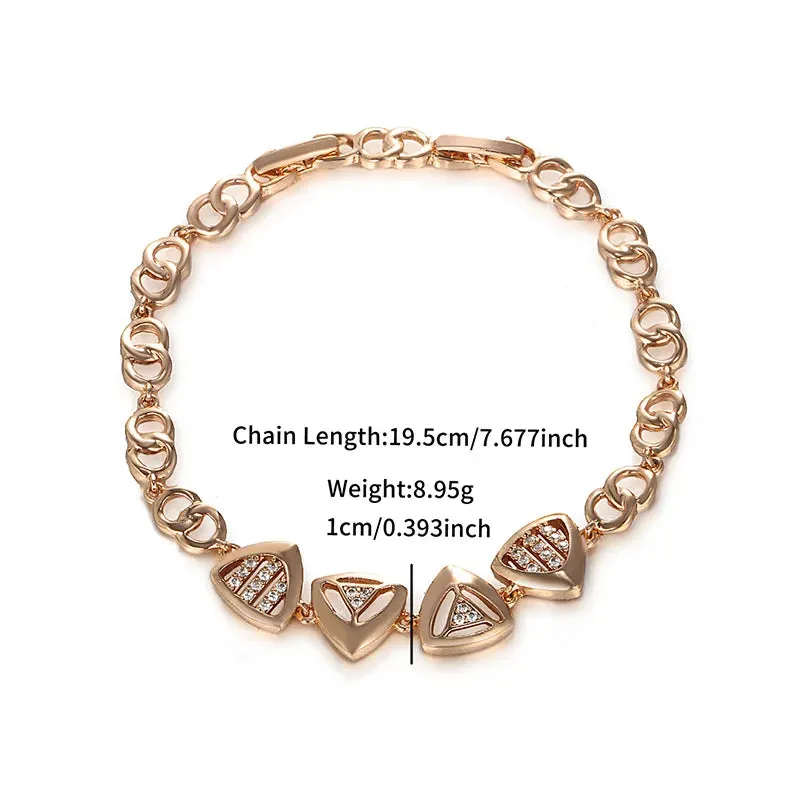 Copper 18K Gold Plated Platinum Plated Inlay Triangle Solid Color Artificial Gemstones Bracelets