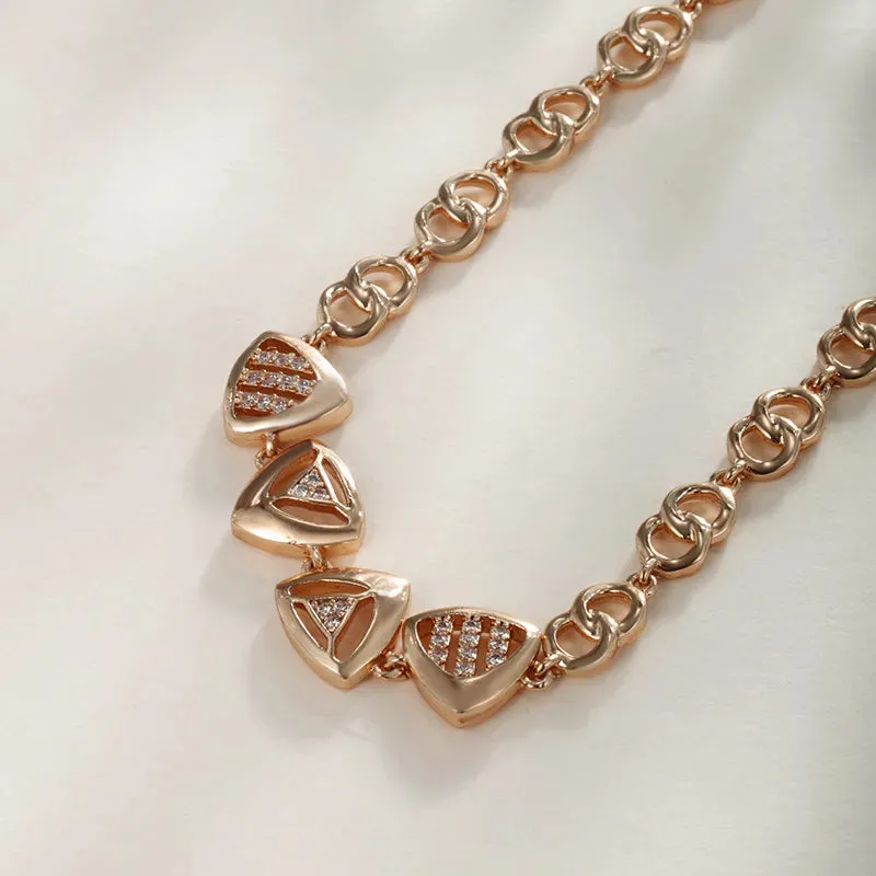 Copper 18K Gold Plated Platinum Plated Inlay Triangle Solid Color Artificial Gemstones Bracelets