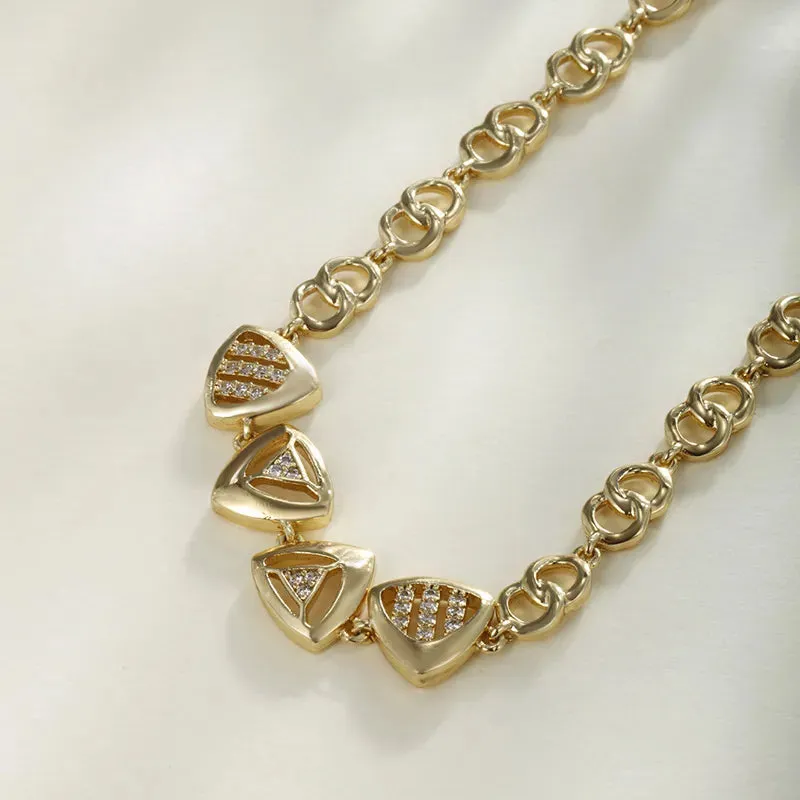 Copper 18K Gold Plated Platinum Plated Inlay Triangle Solid Color Artificial Gemstones Bracelets