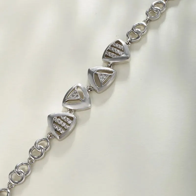 Copper 18K Gold Plated Platinum Plated Inlay Triangle Solid Color Artificial Gemstones Bracelets