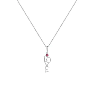 Created Ruby and Diamond 'Love' Pendant