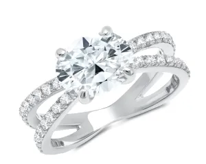 Crislu Oval Cut Unity Ring Finished in Pure Platinum