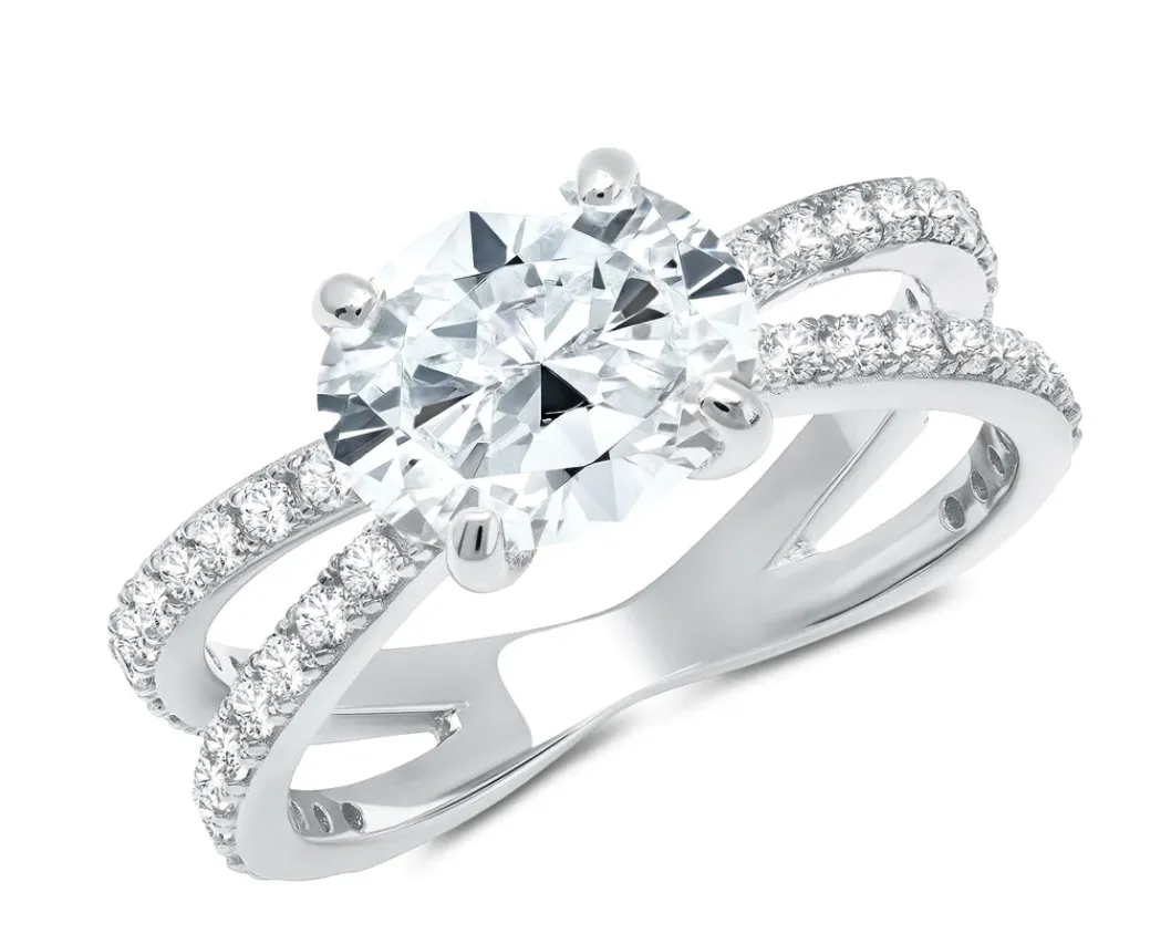Crislu Oval Cut Unity Ring Finished in Pure Platinum