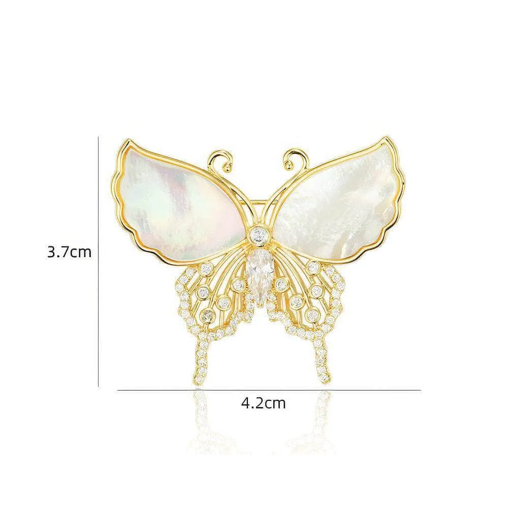 Crystal Decor Enamel Gold Butterfly Brooch