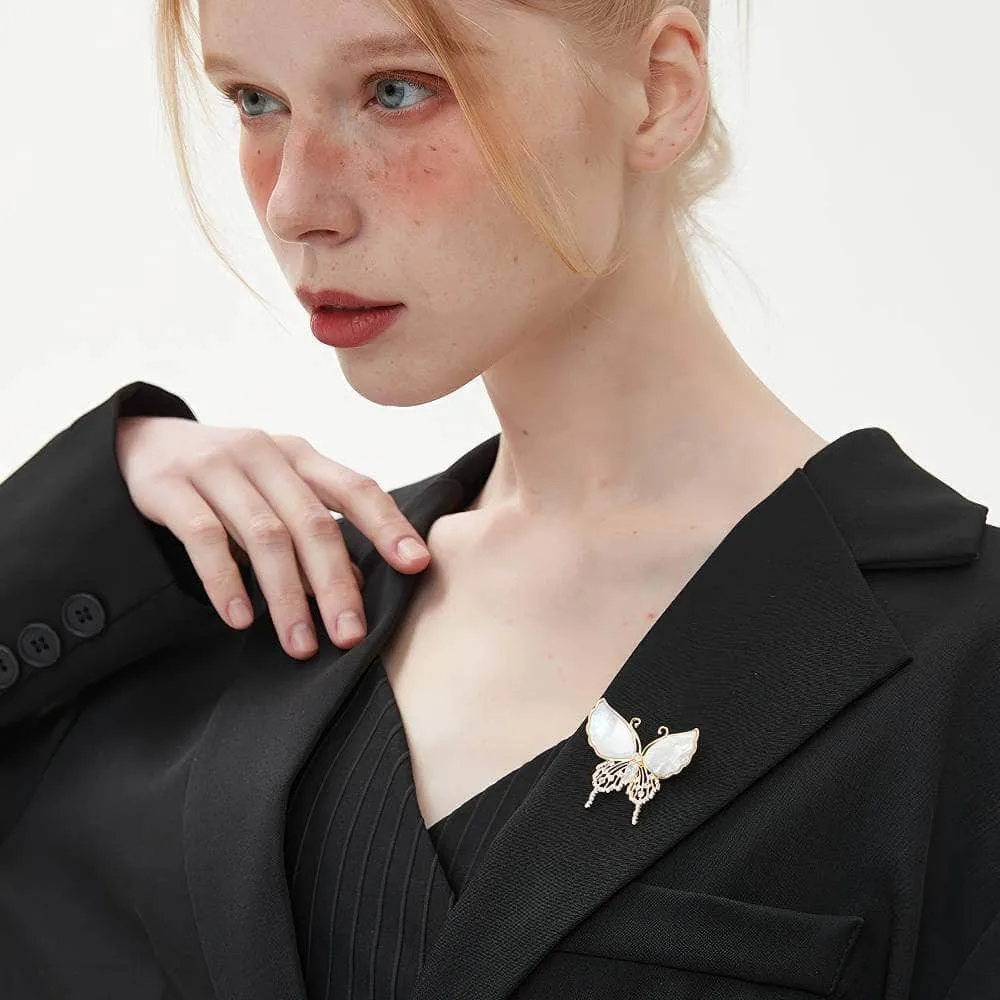 Crystal Decor Enamel Gold Butterfly Brooch