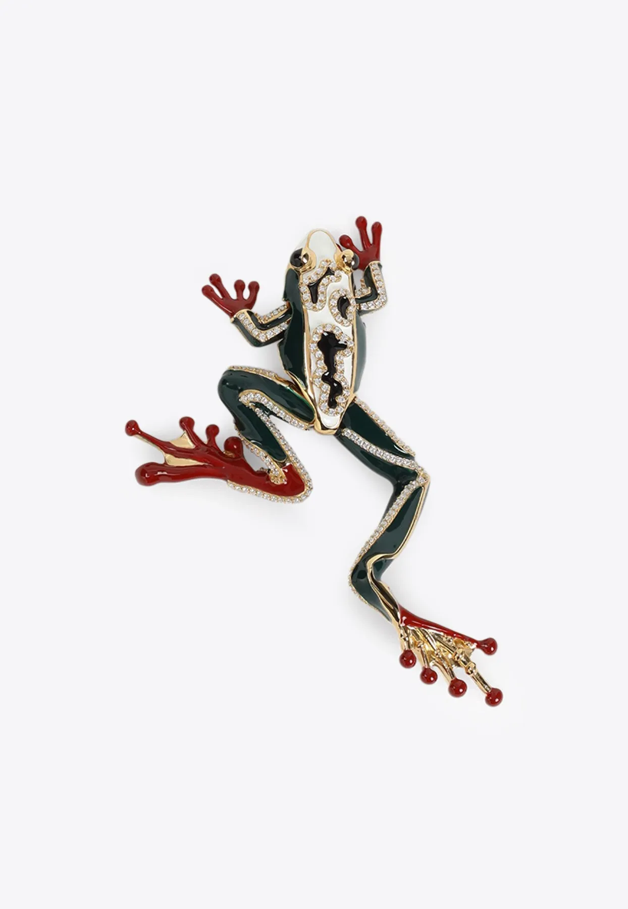 Crystal-Embellished Frog Brooch