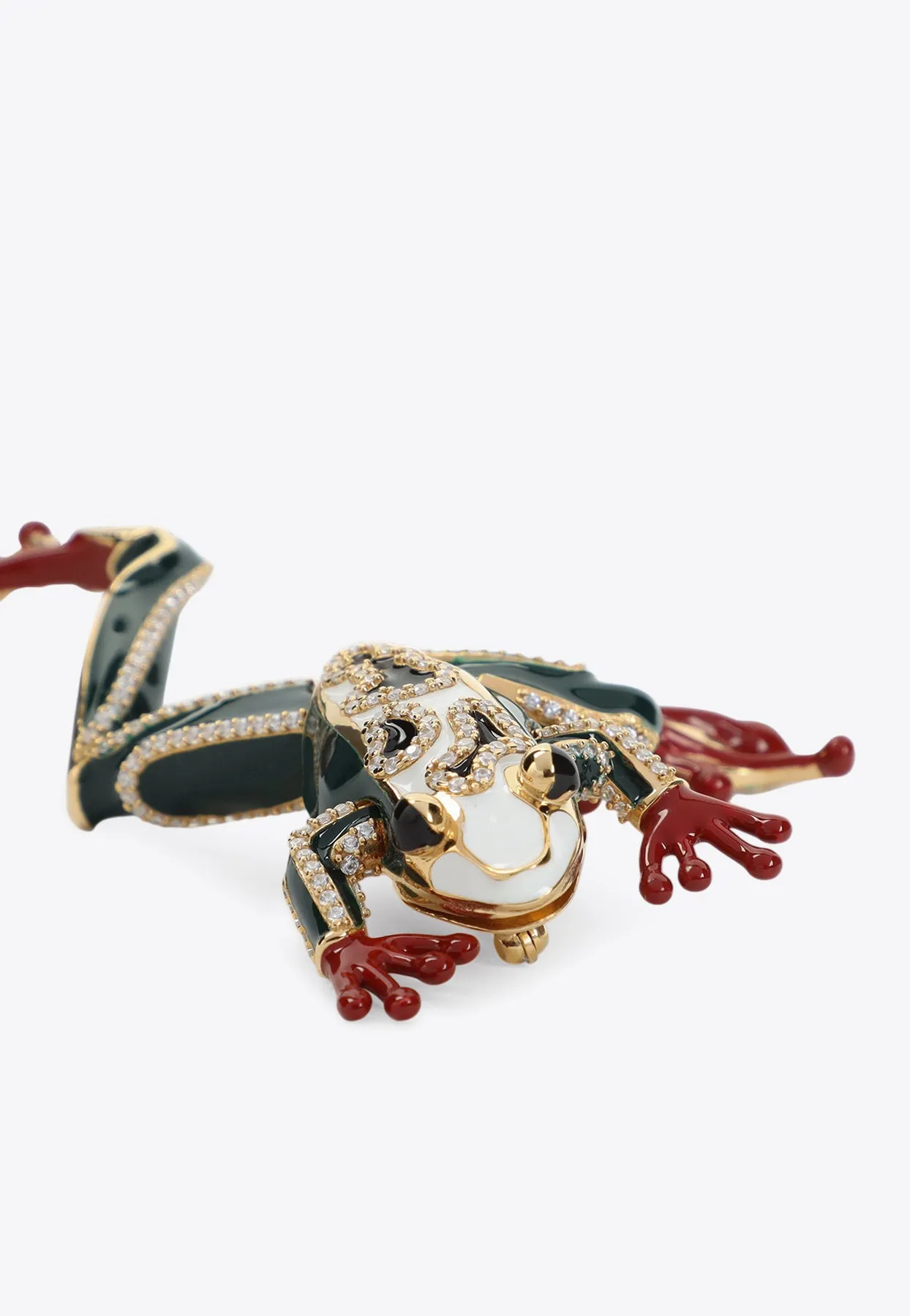 Crystal-Embellished Frog Brooch