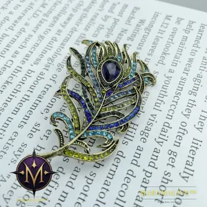 Crystal Peacock Feathers Brooch Boho Enamel Pins Deep Blue Brooches Wedding Accessories New Arrival