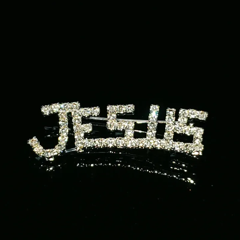 Crystal "Jesus" Lapel Pin Rhinestone