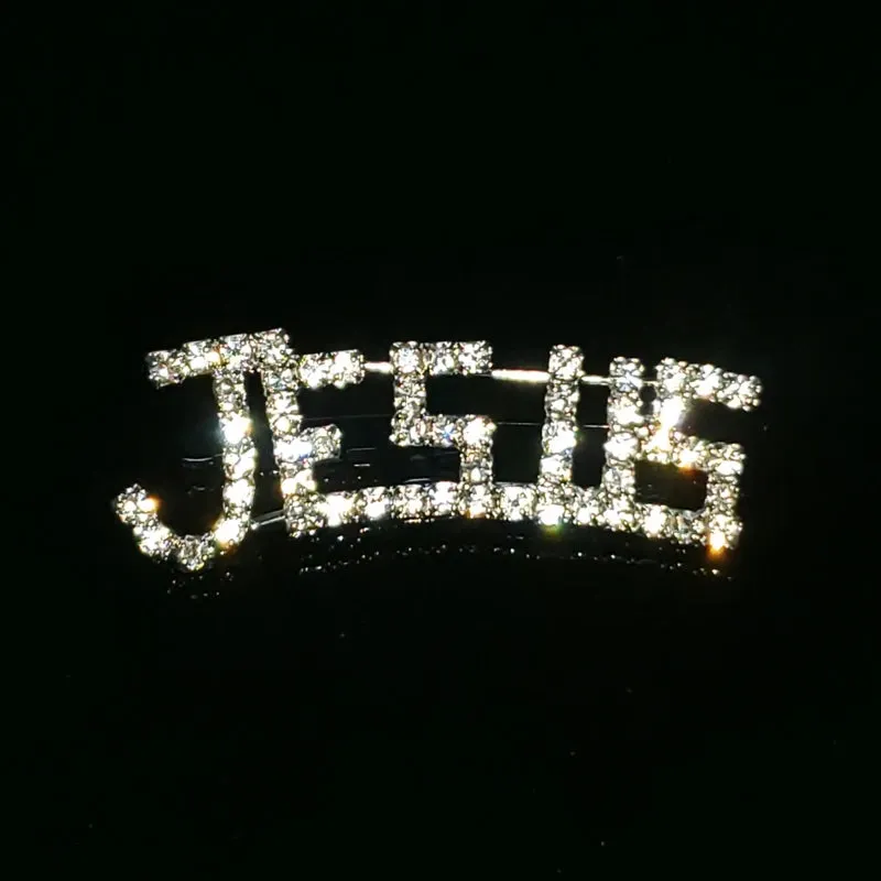 Crystal "Jesus" Lapel Pin Rhinestone