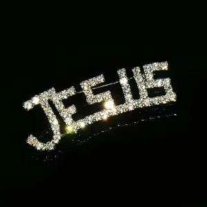 Crystal "Jesus" Lapel Pin Rhinestone