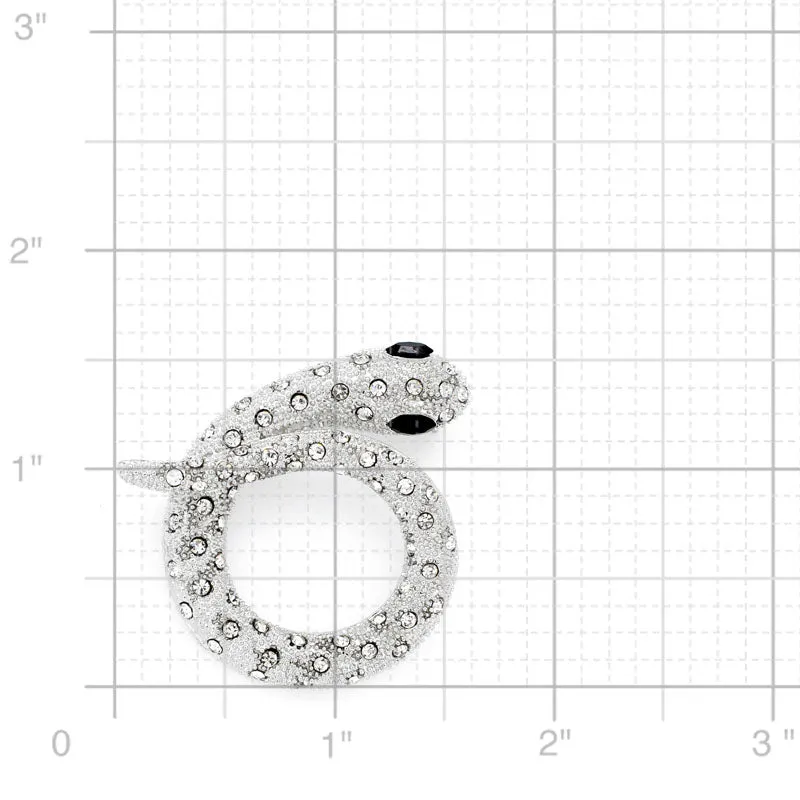 Crystal Silver Snake  Pin Brooch