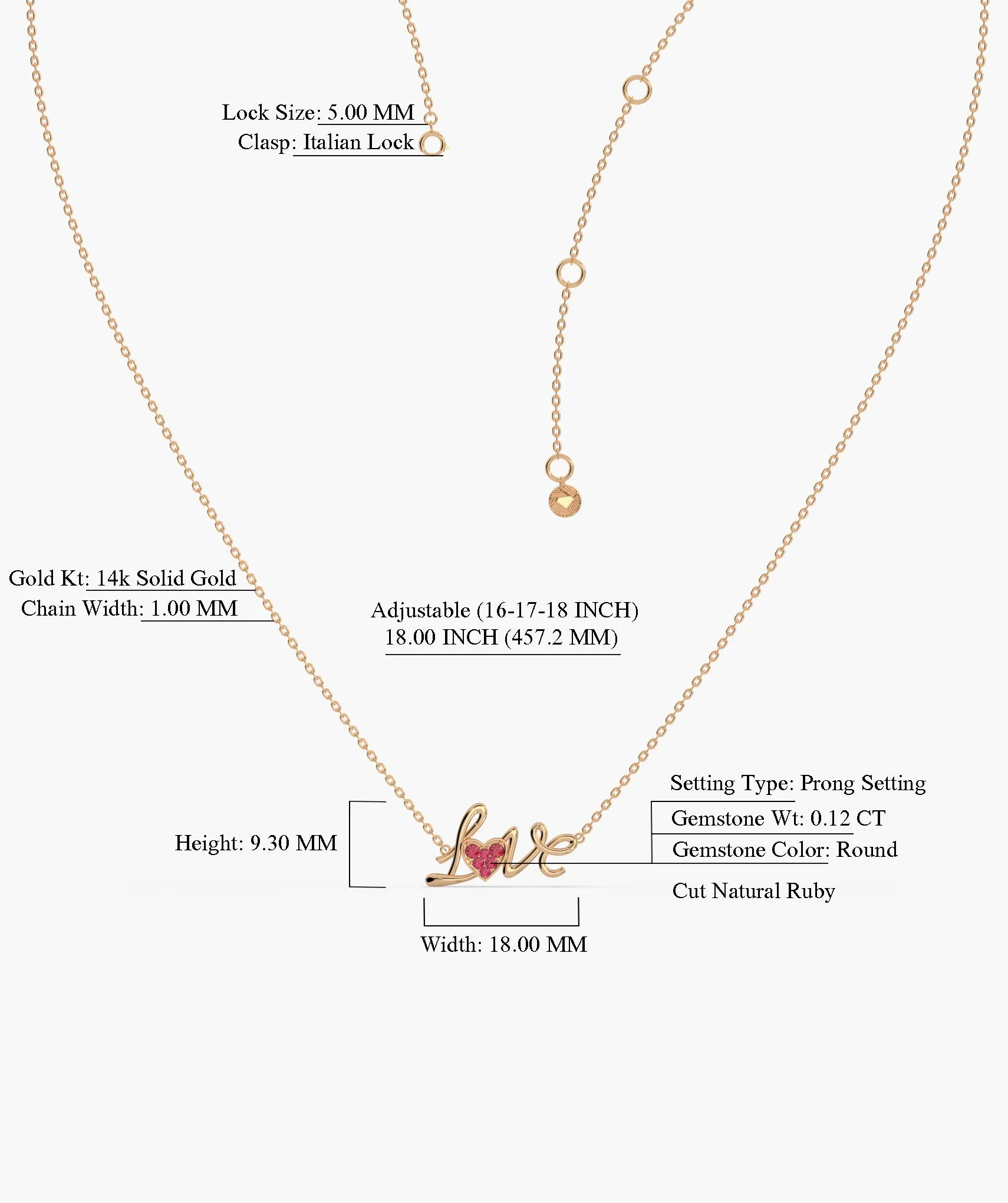 Cursive Love Heart Pendant Necklace