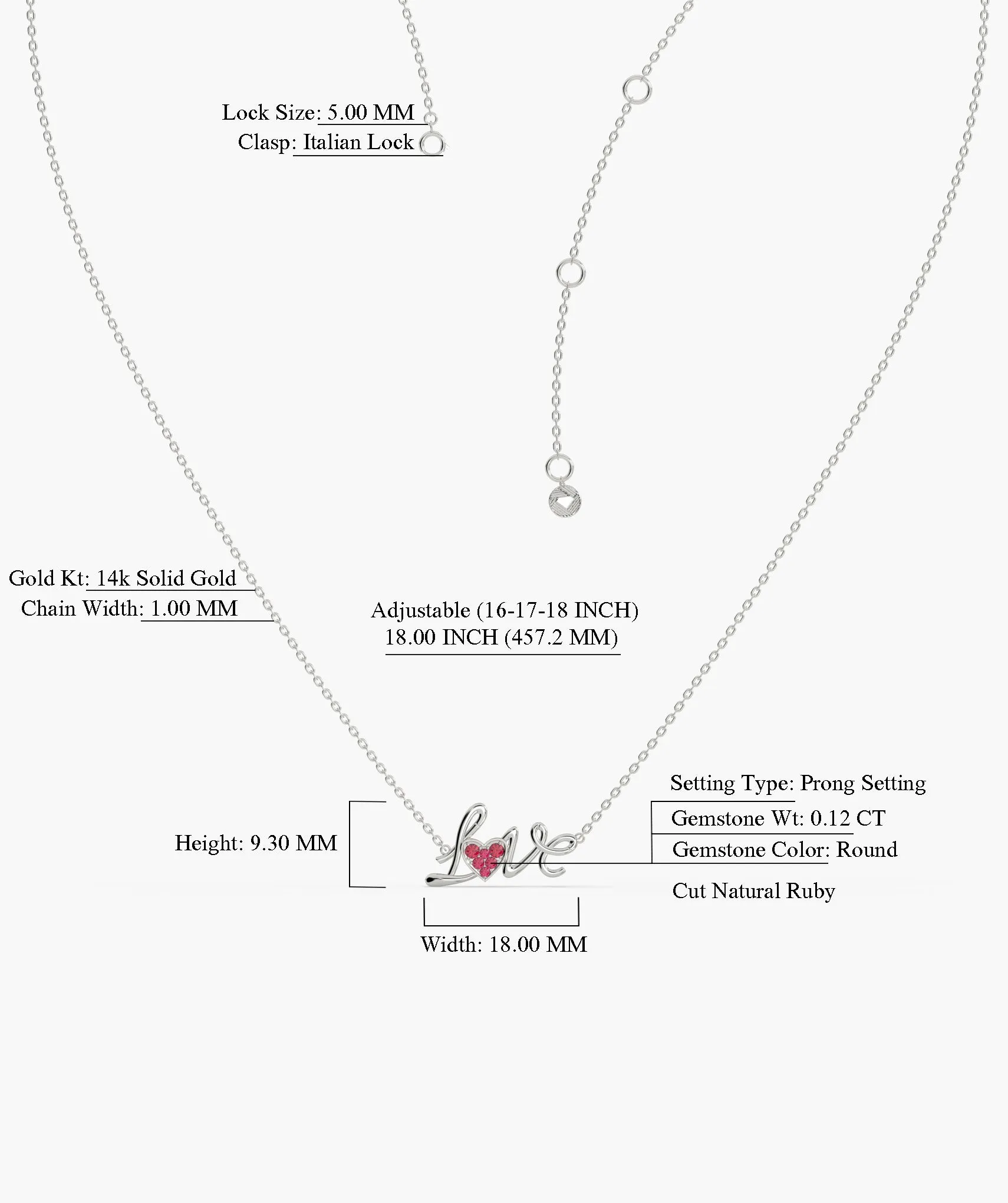 Cursive Love Heart Pendant Necklace