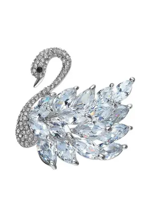 Cygnus Swan Καρφίτσα Κύκνος με Κρύσταλλα