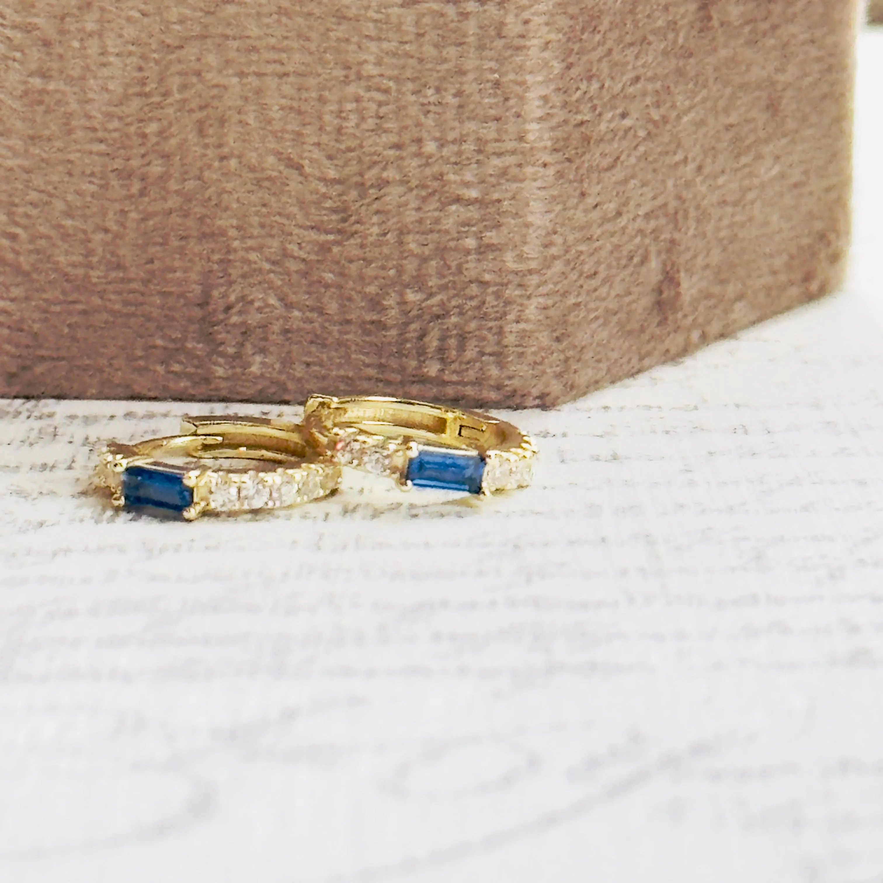 CZ Sapphire & Diamonette Huggies
