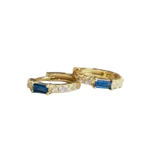 CZ Sapphire & Diamonette Huggies