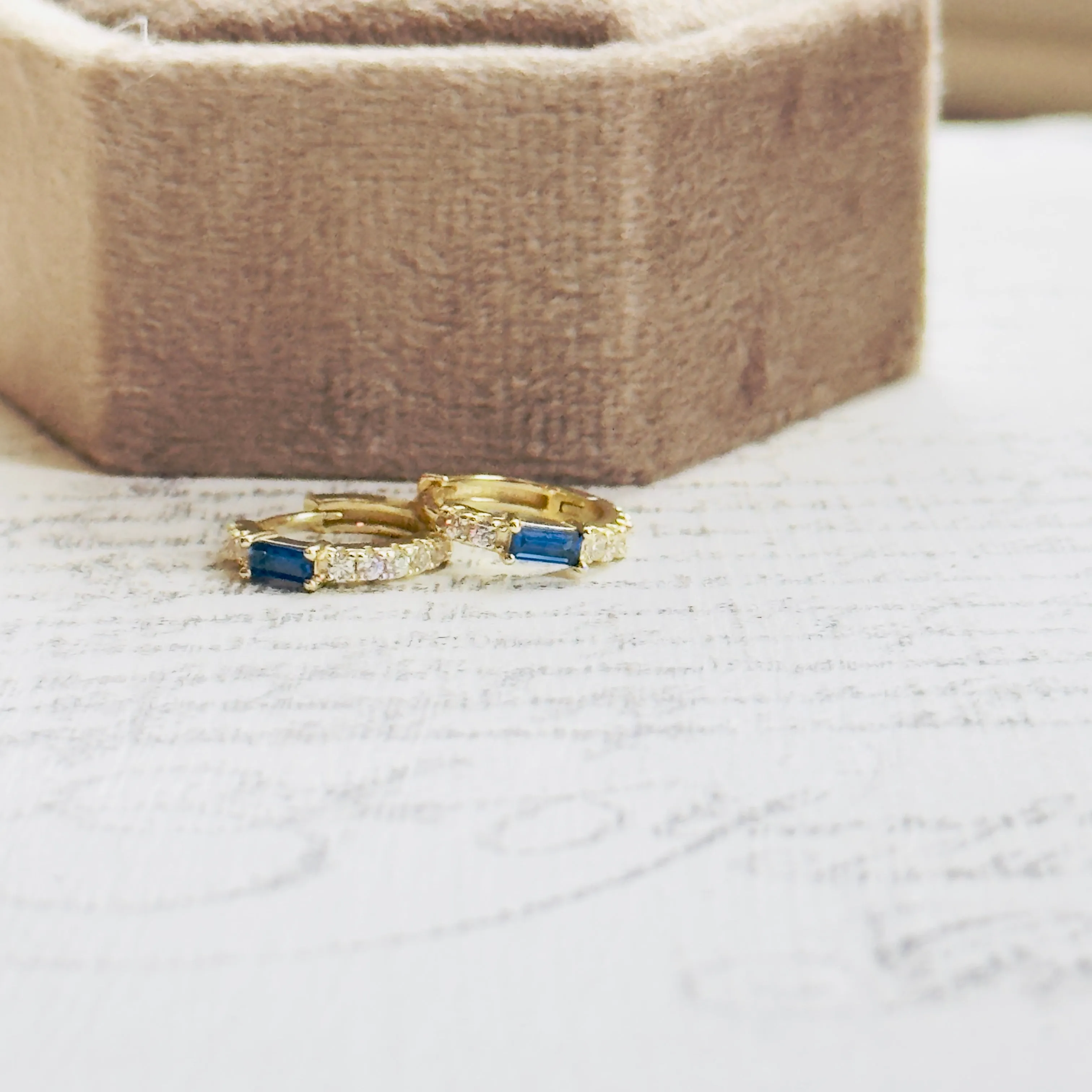 CZ Sapphire & Diamonette Huggies