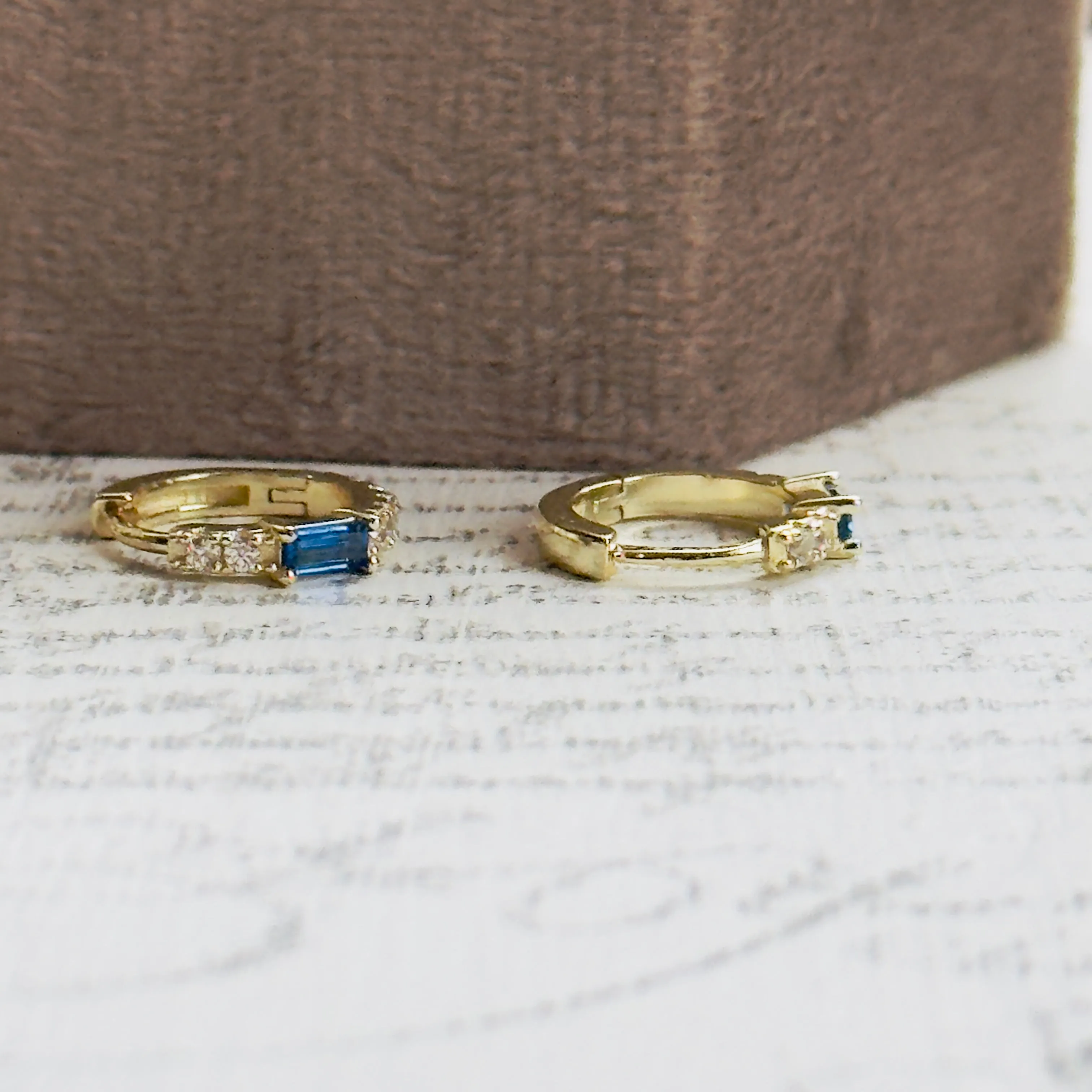 CZ Sapphire & Diamonette Huggies