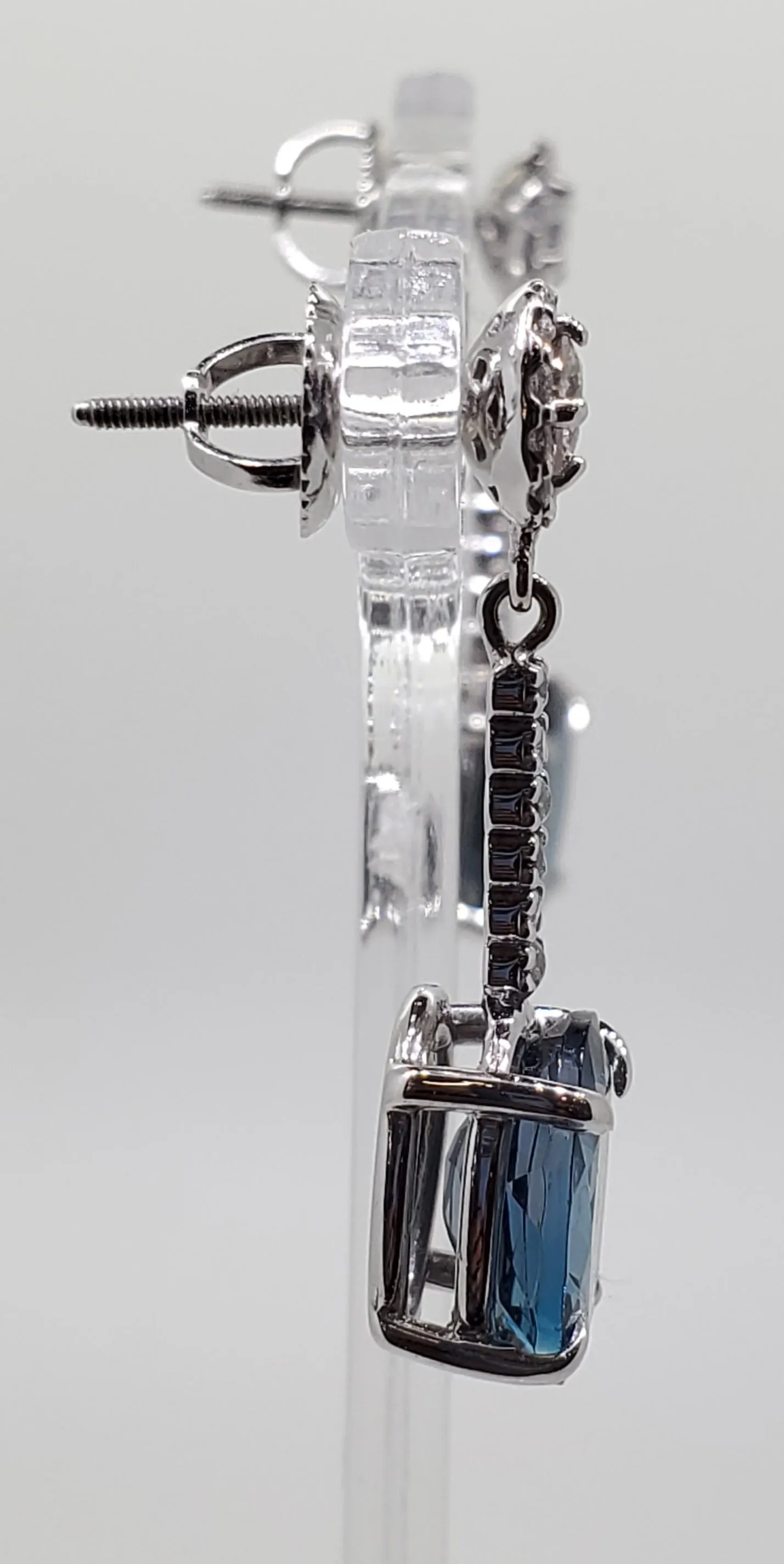 Dangle Diamond & Blue Sapphire Earrings