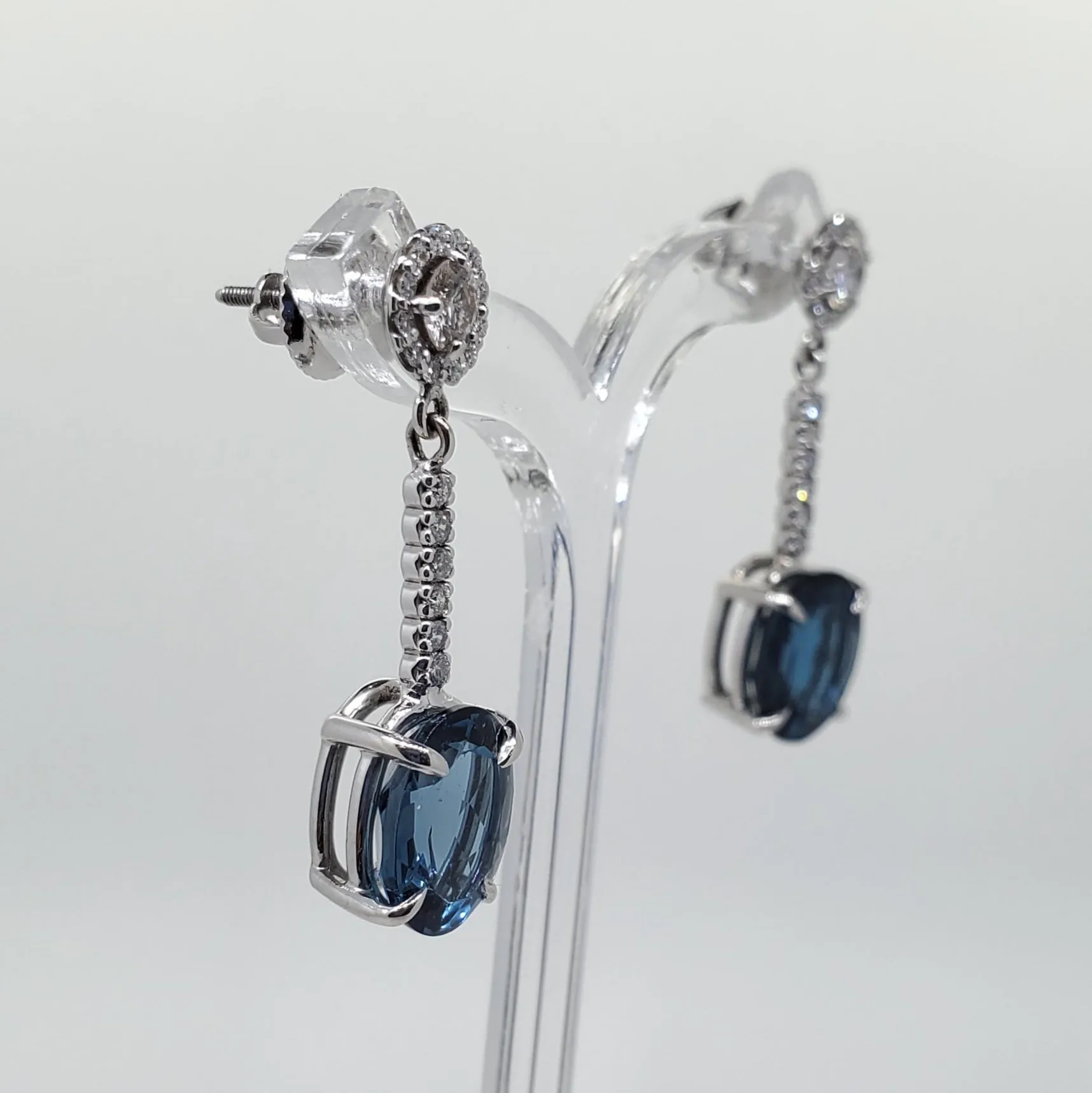 Dangle Diamond & Blue Sapphire Earrings