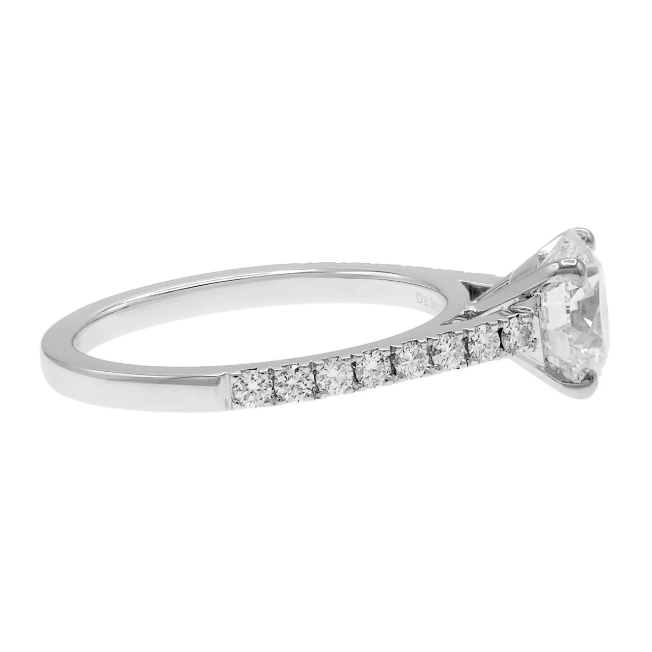 De Beers Platinum Classic Pave Round Brilliant Diamond Ring
