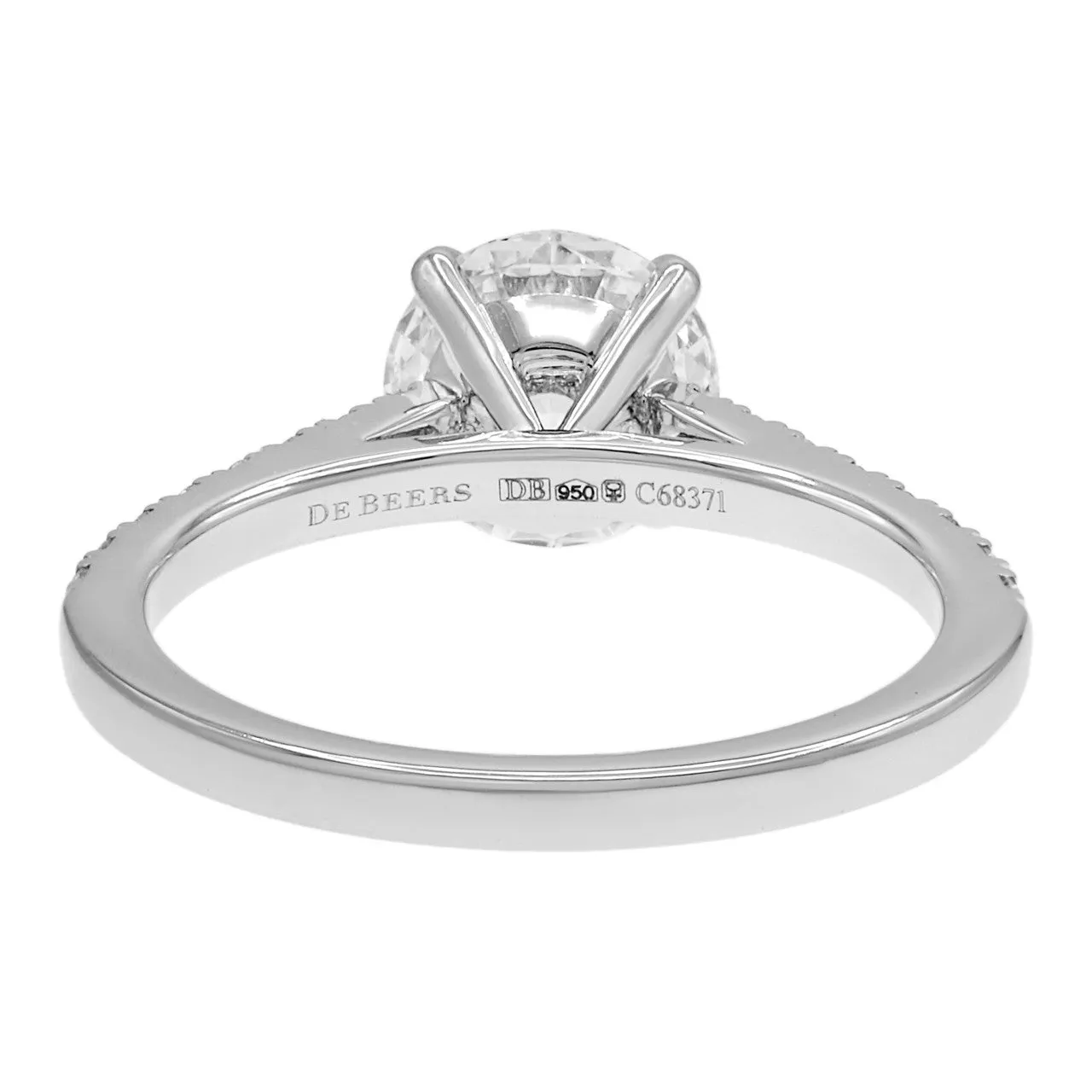 De Beers Platinum Classic Pave Round Brilliant Diamond Ring