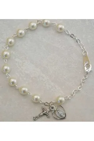 Deluxe Adult Pearl Rosary Bracelet - UZBR181D