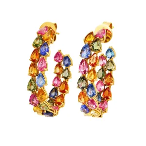 Desert Blooms Spring Multi-Colored Sapphire Hoops
